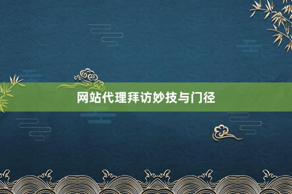 网站代理拜访妙技与门径
